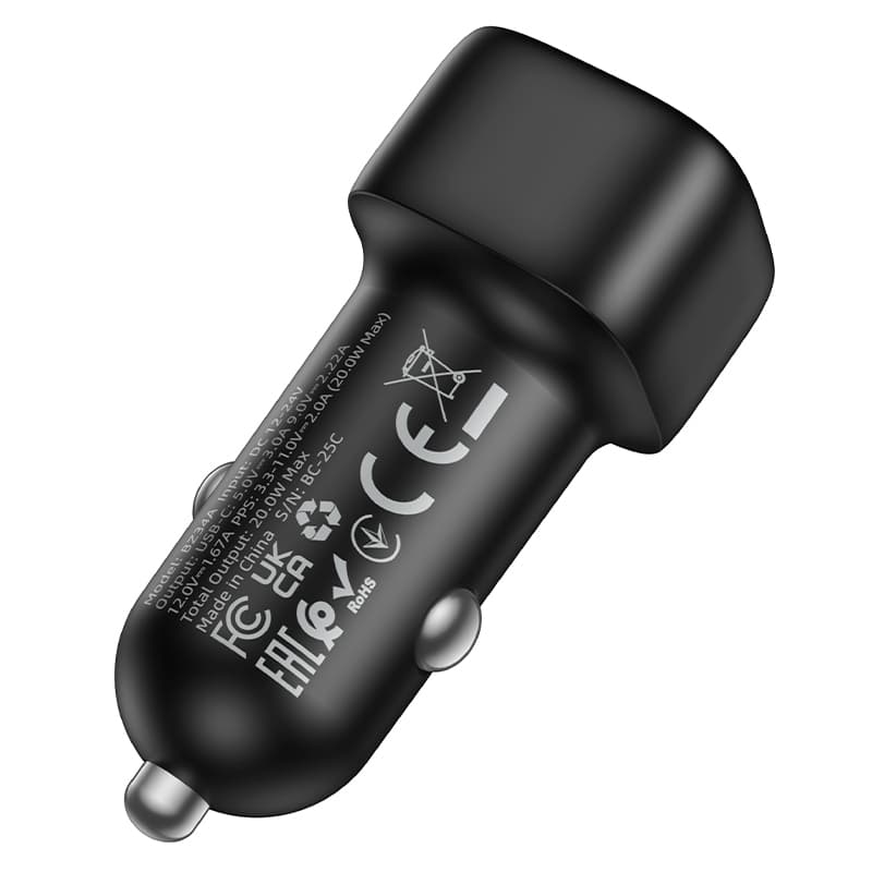 Adaptér do auta Borofone BZ34A Cloud s funkcí rychlonabíjení USB-C PD 20W černý - náhled 2