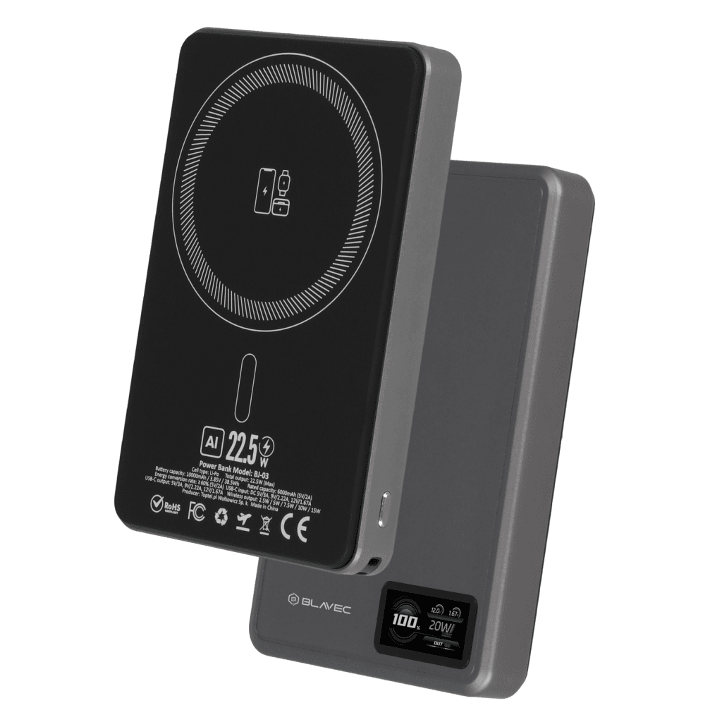 Powerbank Blavec BJ-03 Slim 13,5mm 10000mAh USB-C magnetic Magsafe 3v1 (PBBJ03-MC10G) 22,5W grey - náhled 2