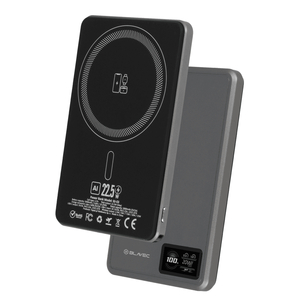 Powerbank Blavec BJ-03 Ultra Slim 7,8mm 5000mAh USB-C magnetic Magsafe 3v1 (PBBJ03-MC5G) 22,5W grey - náhled 2