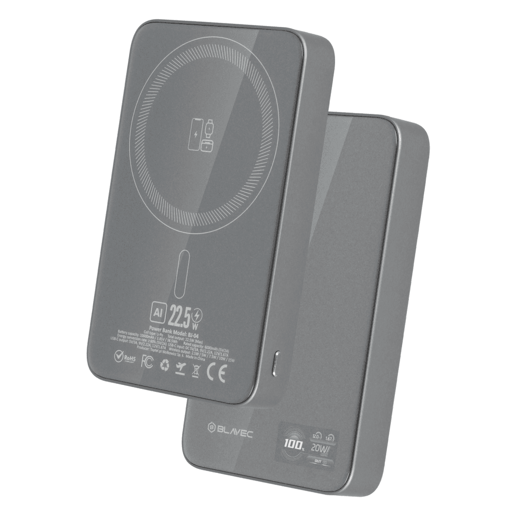 Powerbank Blavec BJ-04 Slim 13,5mm 10000mAh USB-C magnetic Magsafe 3v1 (PBBJ04-MC10G) 22,5W grey - náhled 2