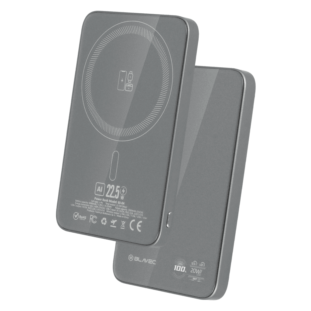Powerbank Blavec BJ-04 Ultra Slim 7,8mm 5000mAh USB-C magnetic Magsafe 3V1 (PBBJ04-MC5G) 22,5W grey - náhled 2