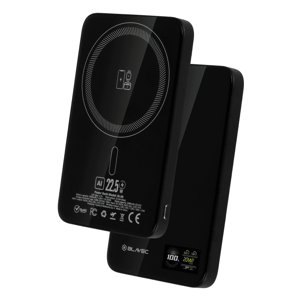 Powerbank Blavec BJ-04 Ultra Slim 7,8mm 5000mAh USB-C magnetic Magsafe 3v1 (PBBJ04-MC5B) 22,5W black - náhled 2