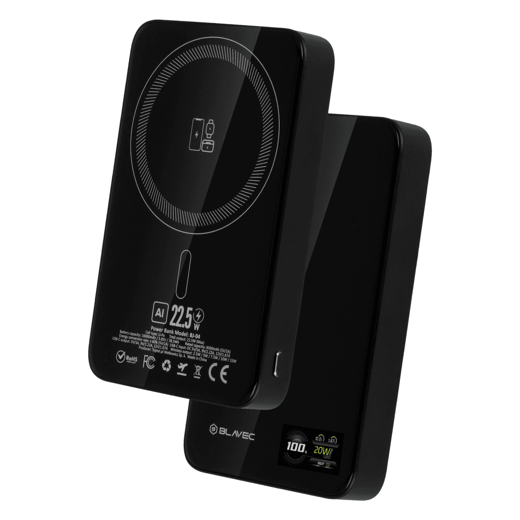 Powerbank Blavec BJ-04 Slim 13,5mm 10000mAh USB-C magnetic Magsafe 3v1 (PBBJ04-MC10B) 22,5W black - náhled 2