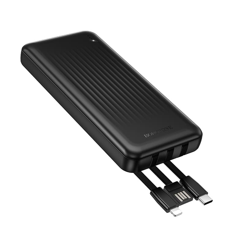 Powerbank Borofone 10000mAh BJ79 Clever - USB-A - s USB-C a Lightning kabelem černá - náhled 2