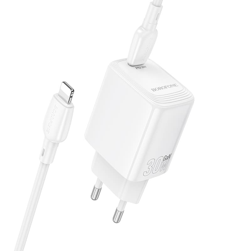 Rychlonabíječka Borofone BN28 Fuente PD s datovým kabelem Lightning 30W bílá - náhled 2