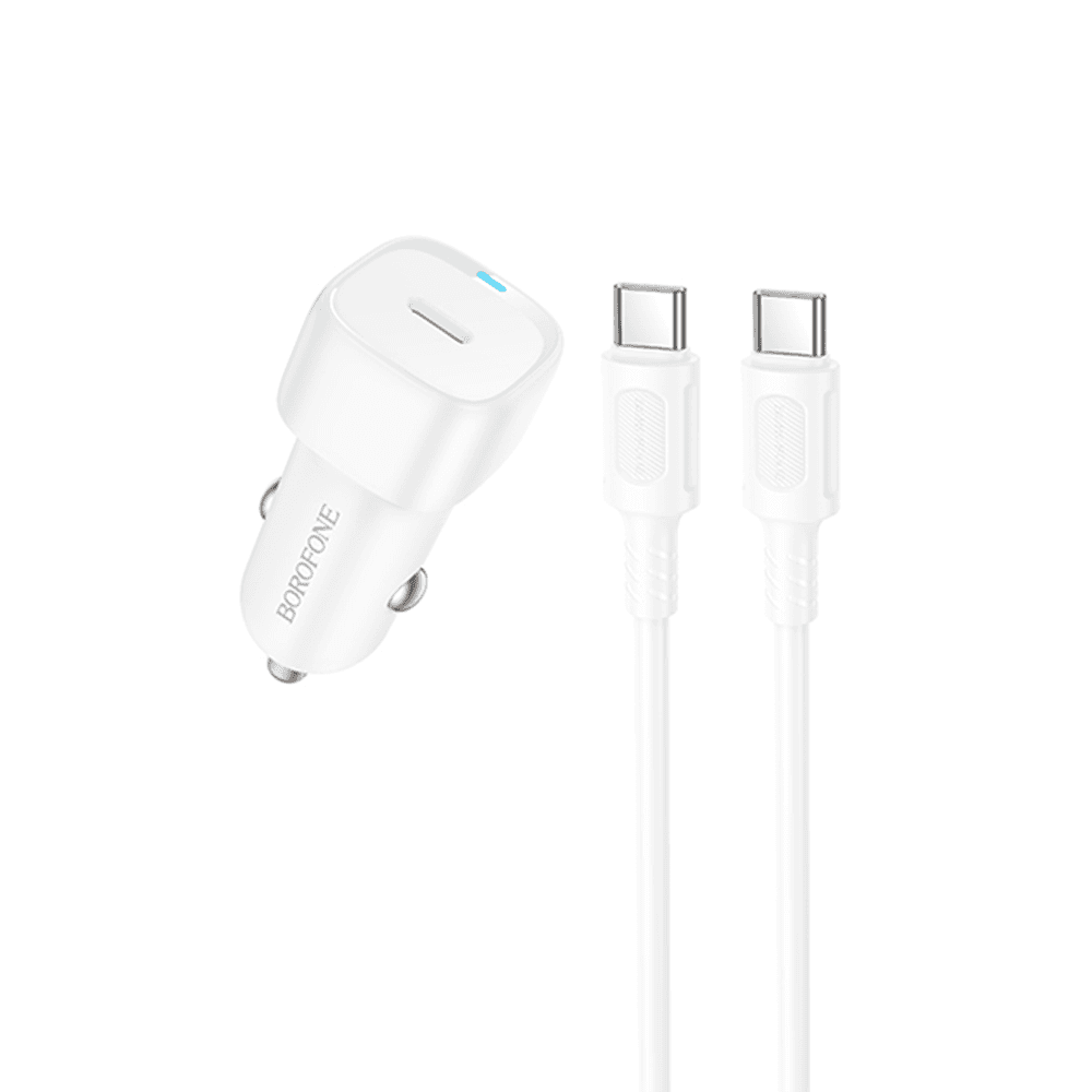 Autonabíječka Borofone BZ34A Cloud s kabelem Type-C na Type-C 20W bílá - náhled 2