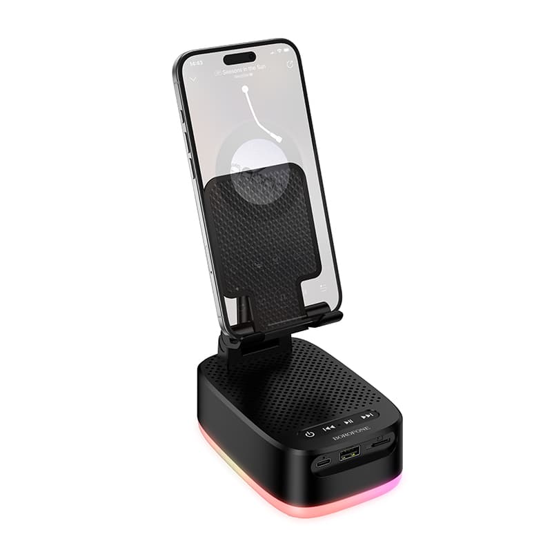 Přenosný Bluetooth reproduktor Borofone BR200 Marea 3v1 s držákem a powerbankou 1500mAh černý - náhled 2
