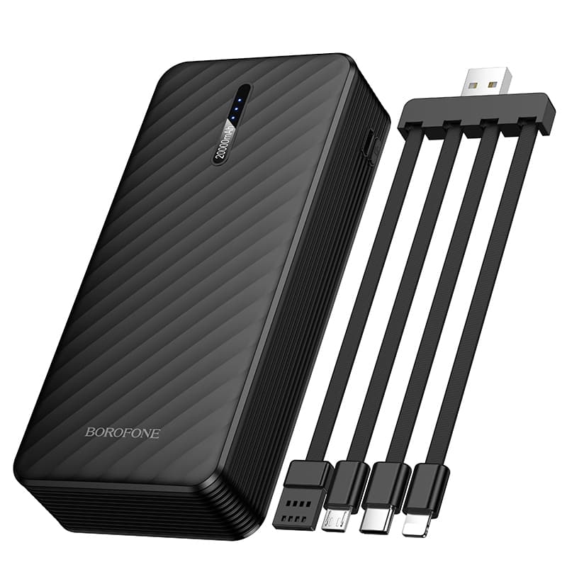 Powerbank Borofone 20000mAh BJ84A Smooth USB - s USB, Type C, Lightning a Micro USB kabelem černá - náhled 2