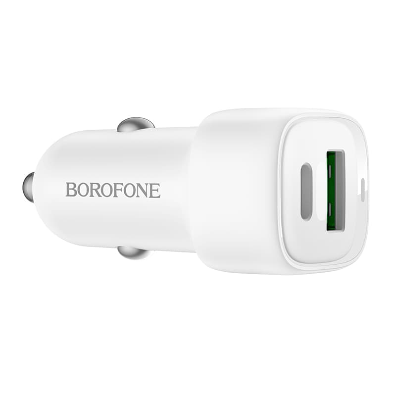Nabíječka do auta Borofone BZ34B Cloud - USB + Type C - QC 3.0 PD 38W bílá - náhled 2