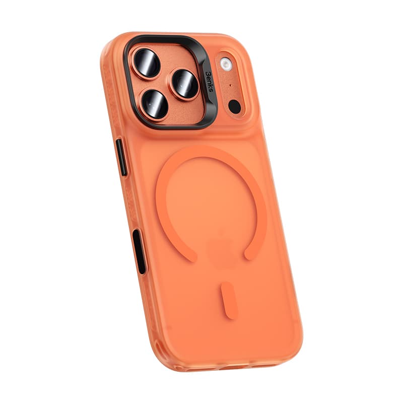 Magnetické pancéřové pouzdro Benks Lucid Armor (C069) pro iPhone 17 Pro (s tlačítkem pro ovládání fotoaparátu), oranžové - náhled 2