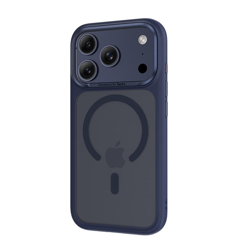 Magnetické matné pouzdro Benks s kovovým rámem (A070) pro iPhone 17 Pro Max (s tlačítkem pro ovládání fotoaparátu) modré - náhled 2