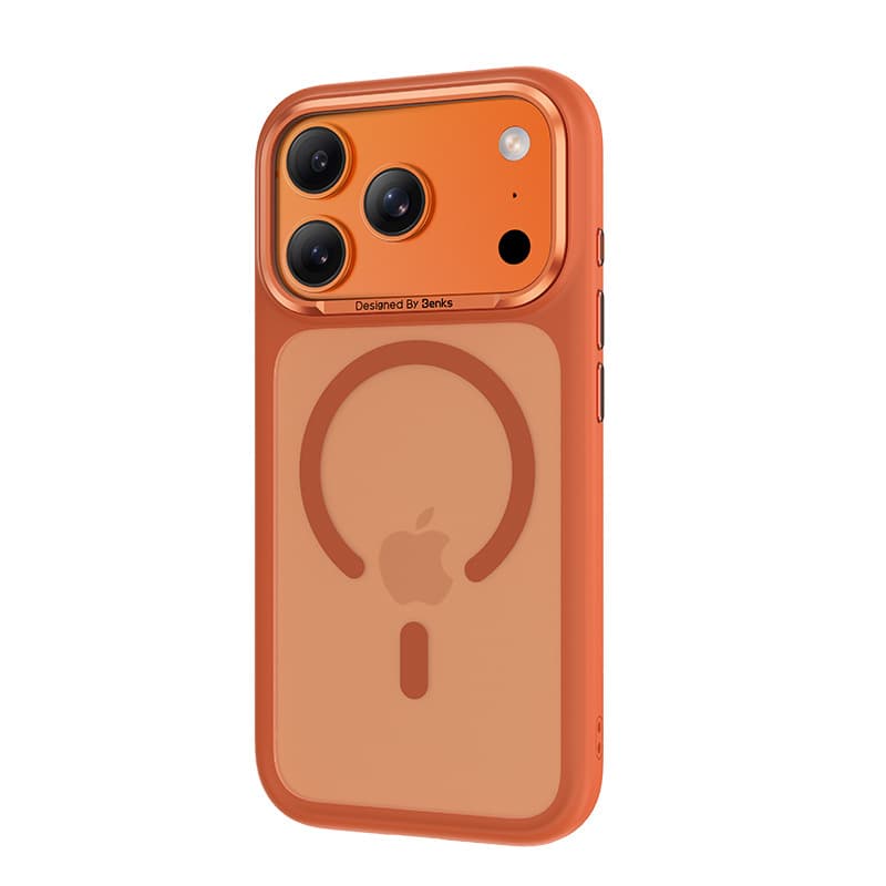 Magnetický kryt Benks Mist s kovovým rámem a tlačítkem pro ovládání fotoaparátu pro iPhone 17 Pro Max oranžový - náhled 2
