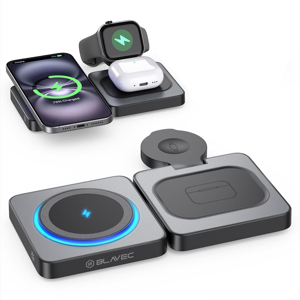 Bezdrátová nabíječka Blavec BQI-04 Qi 15W Magnetic Magsafe 3v1 UniCharge (BQI04-QIMB) černá - náhled 2
