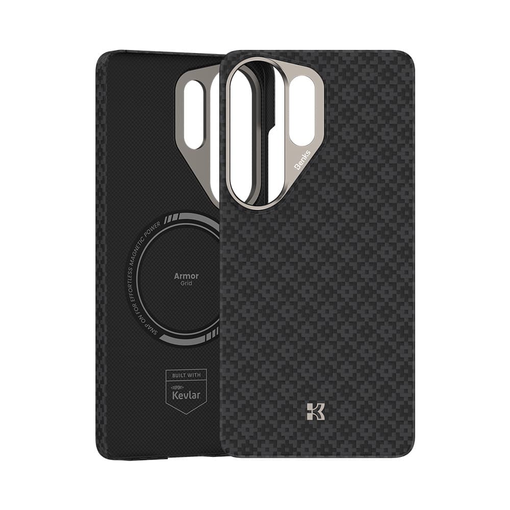 Magnetický kryt s kovovým rámečkem Benks Armor Air Grid Kevlar 600D pro Samsung Galaxy S26 Ultra - černý - náhled 2