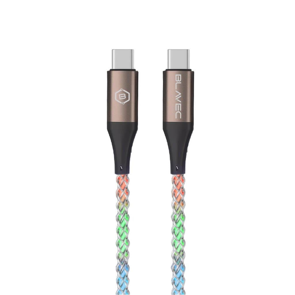 Blavec Neon svítící kabel USB-C na USB-C, PD 60W, 3A, 1 m, RGB - náhled 2