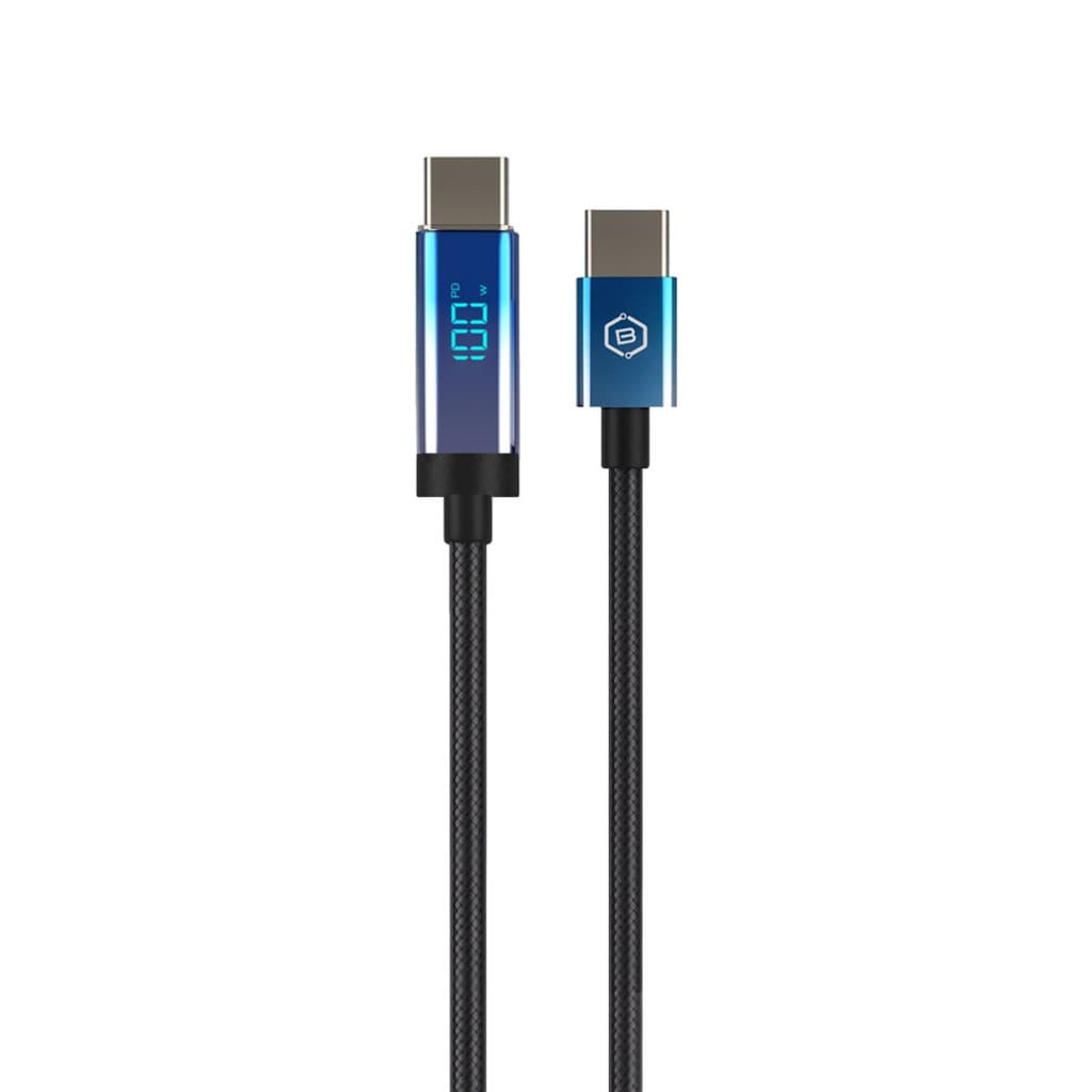 Opletený kabel Blavec Velox - Typ C na Typ C - PD 100W 5A s LED displejem 1,2 metru Apple CarPlay/Android Auto (CVE-CC5B12) černý - náhled 2
