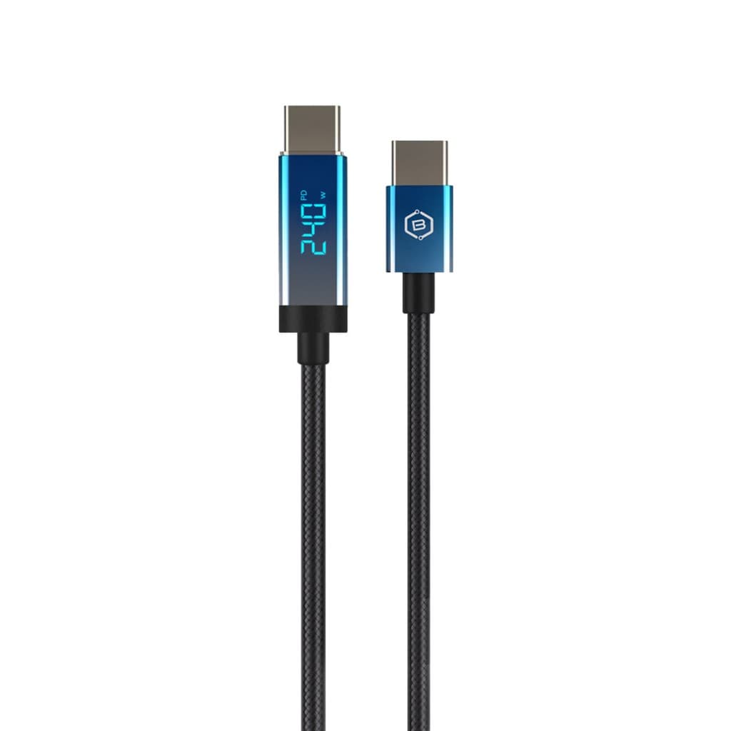 Opletený kabel Blavec Velox - Typ C na Typ C - PD 240W 5A s LED displejem 1,2 metru Apple CarPlay/Android Auto (CVE-CC5B12) černý - náhled 2