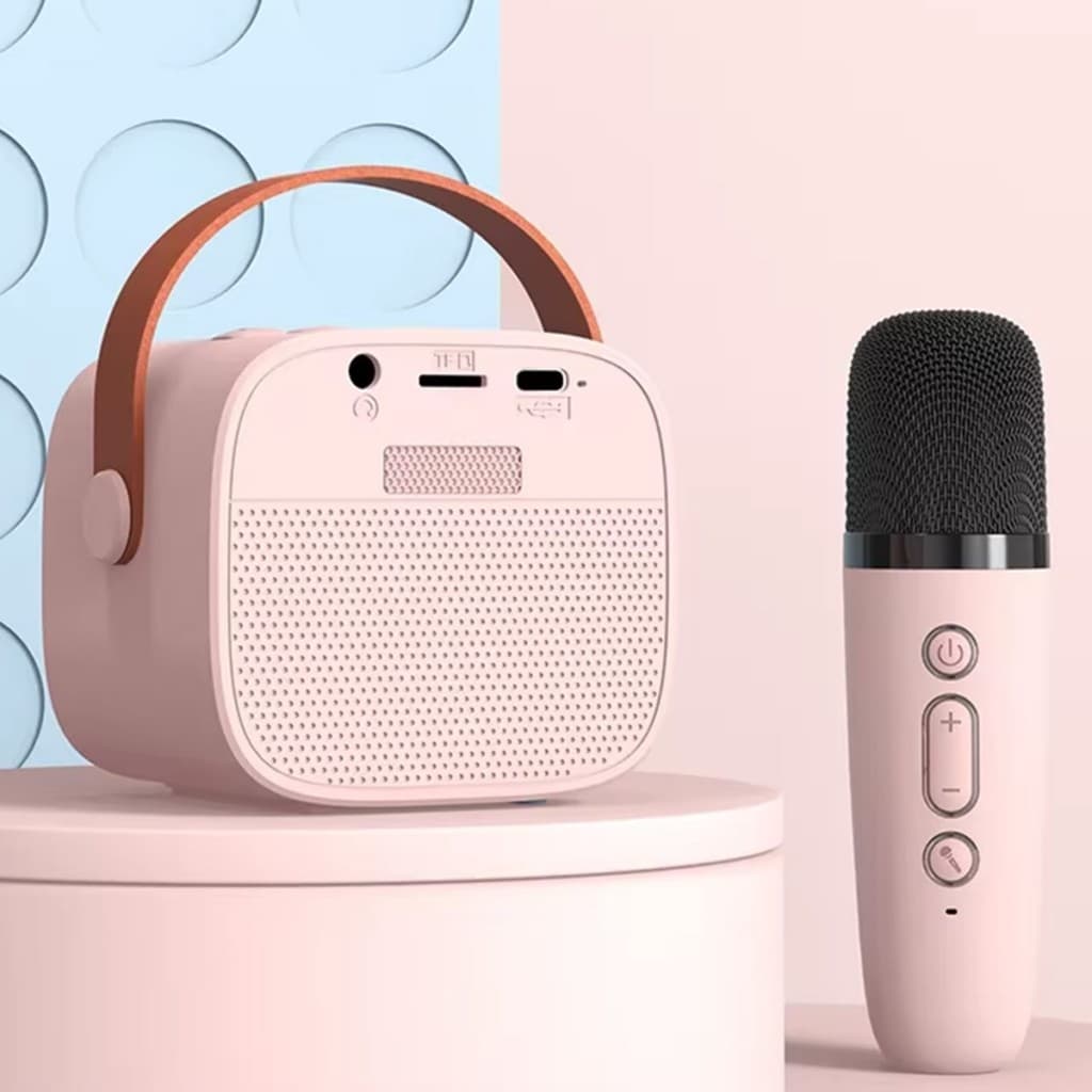 Přenosný Bluetooth reproduktor Blavec WS-07 Karaoke Party s mikrofony růžový - náhled 2
