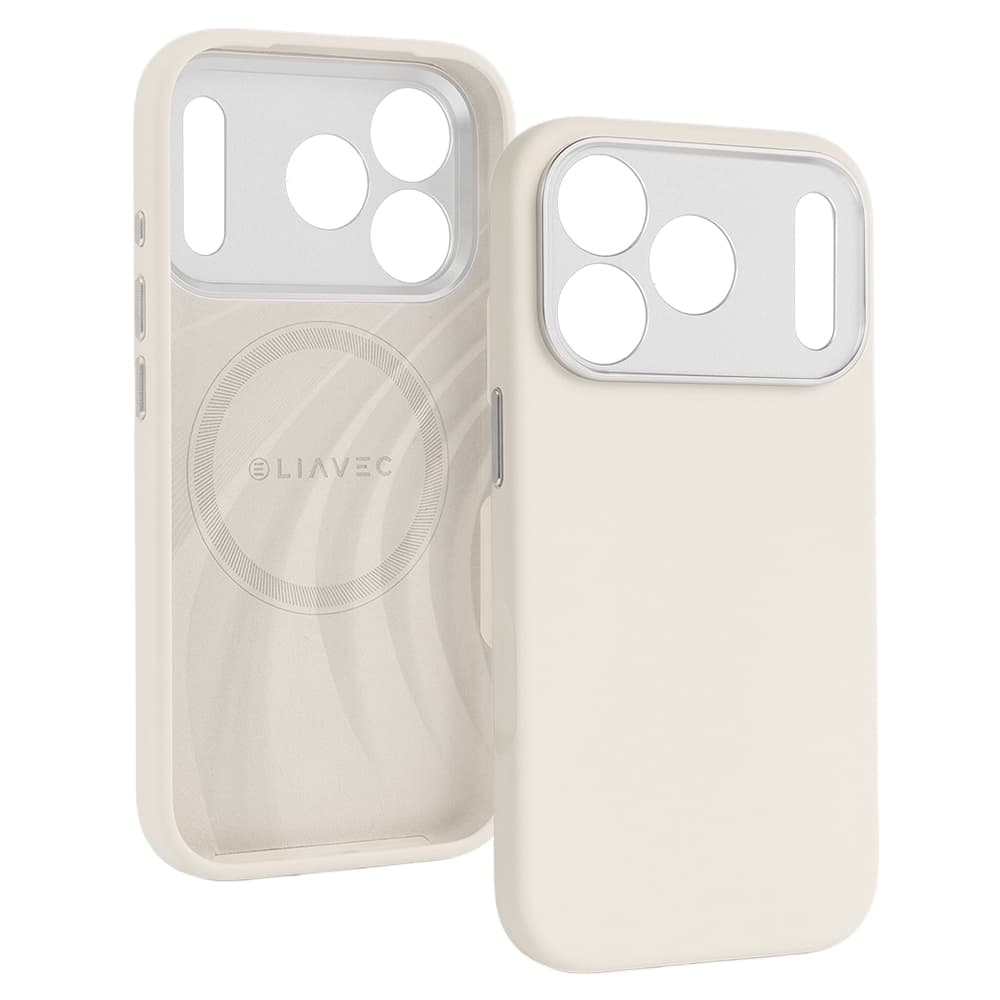 Kryt Liavec Silk Shield s kovovým rámečkem fotoaparátu pro Apple iPhone 17 Pro béžový - náhled 2