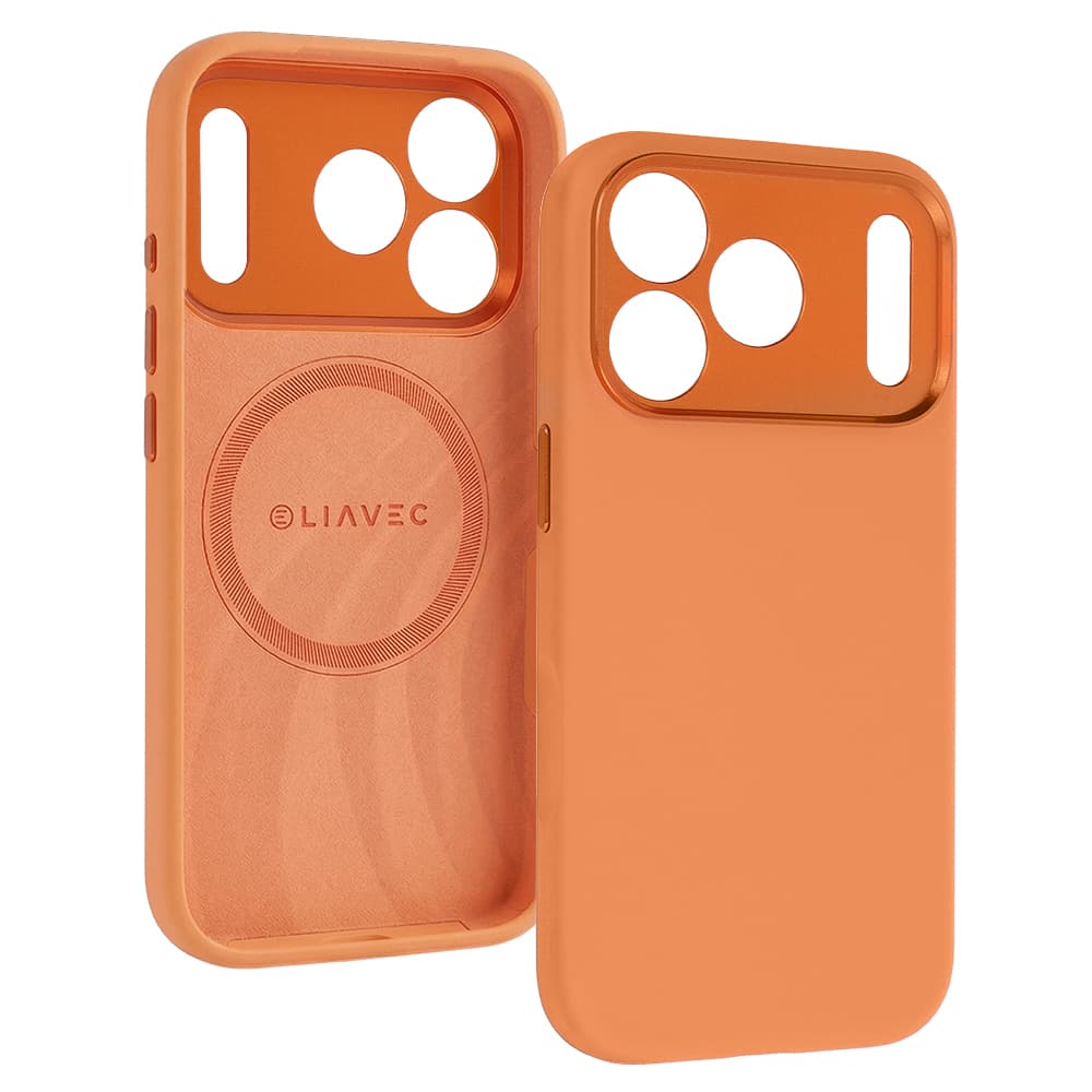 Kryt Liavec Silk Shield s kovovým rámečkem fotoaparátu pro Apple iPhone 17 Pro Max oranžový - náhled 2