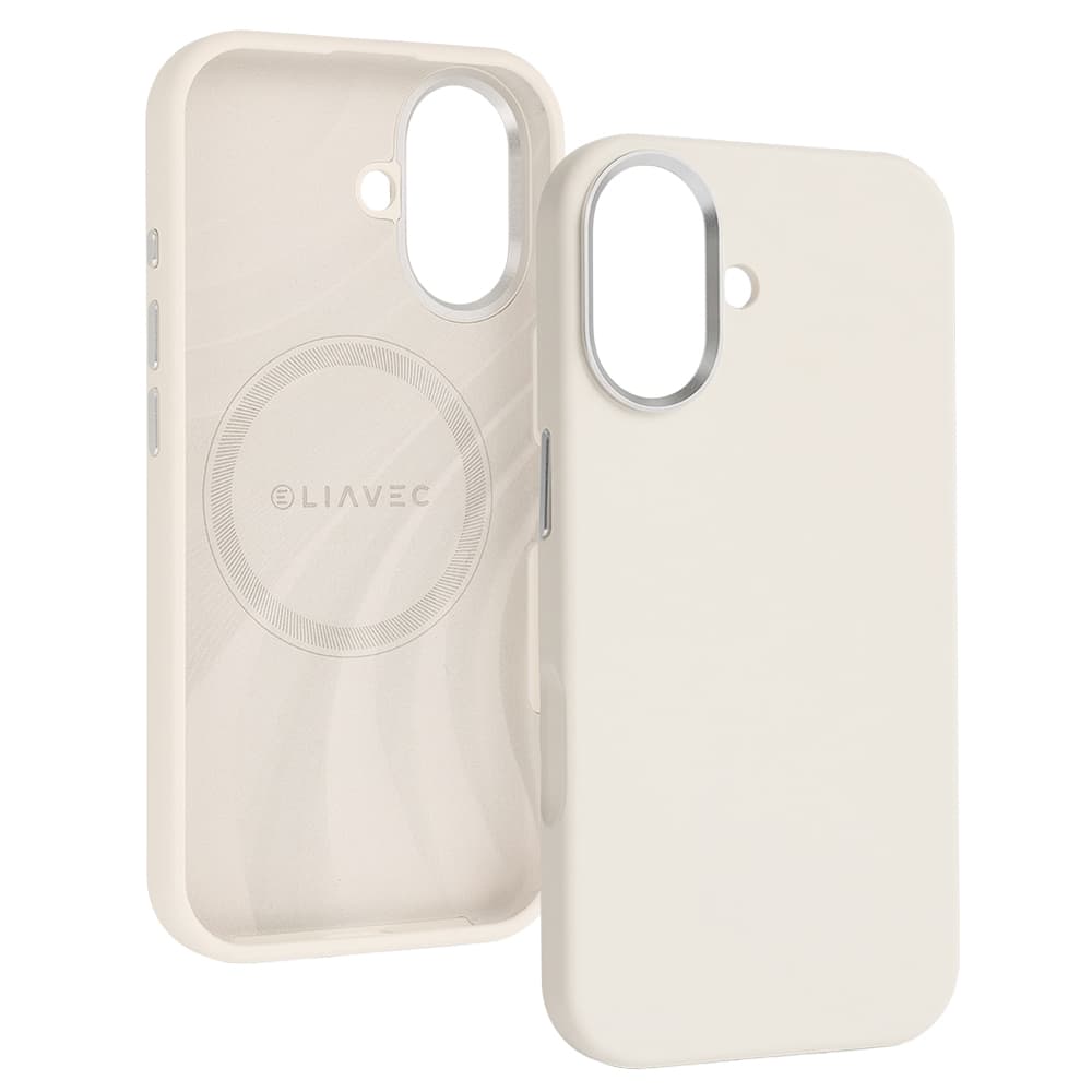 Silikonový kryt Liavec Silky s kovovým rámečkem fotoaparátu pro Apple iPhone 17 béžový - náhled 2