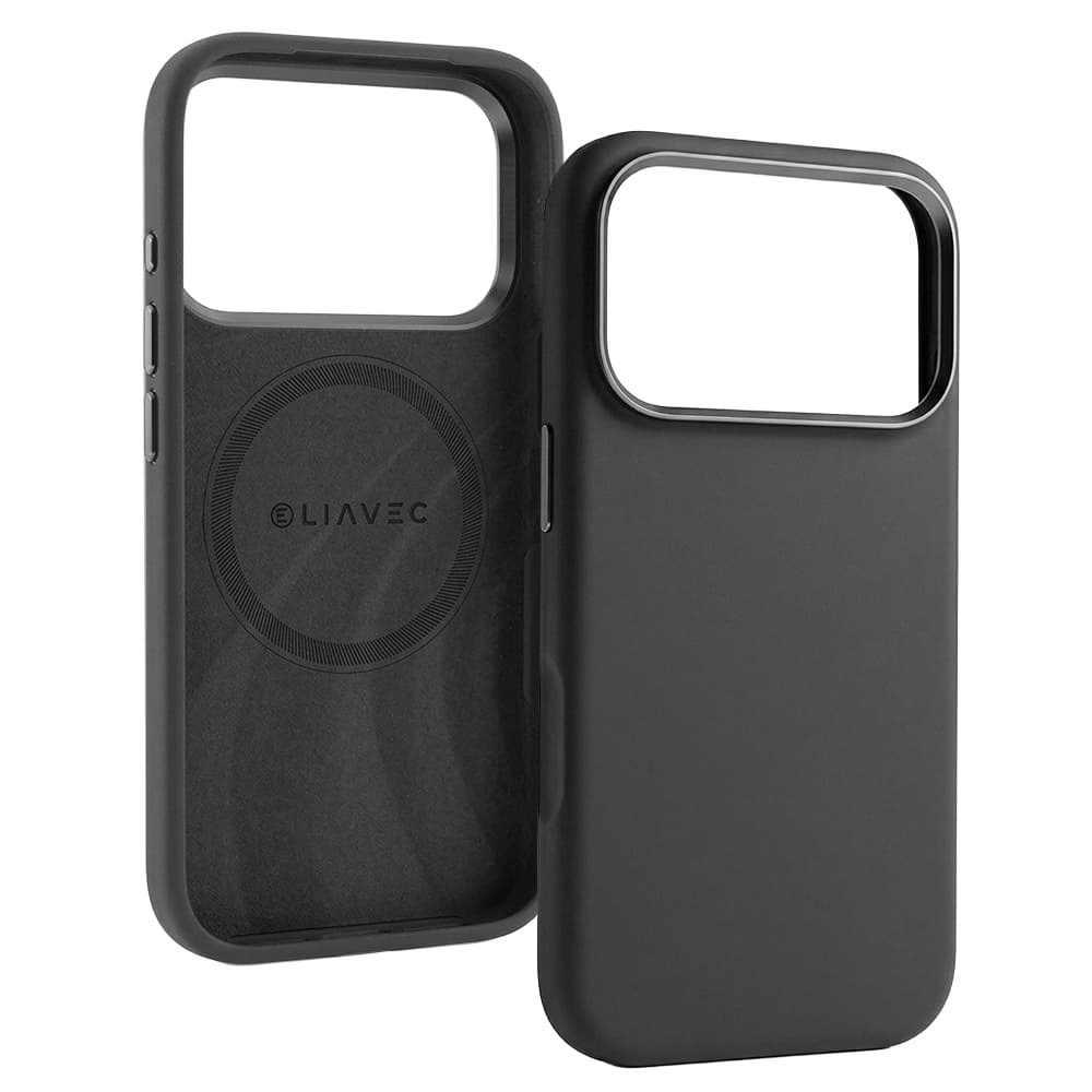 Silikonový kryt Liavec Silky s kovovým rámečkem fotoaparátu pro Apple iPhone 17 Pro černý - náhled 2