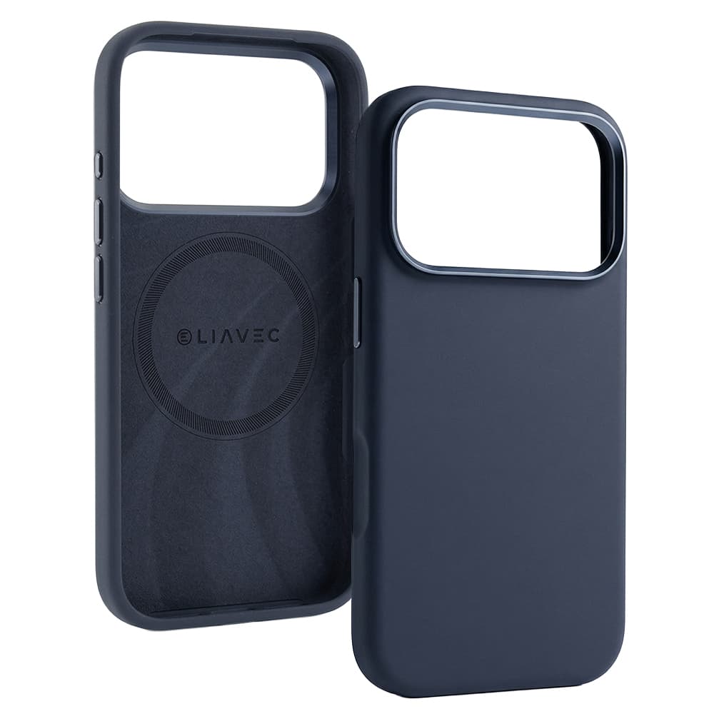 Silikonový kryt Liavec Silky s kovovým rámečkem fotoaparátu pro Apple iPhone 17 Pro námořnicky modrý - náhled 2