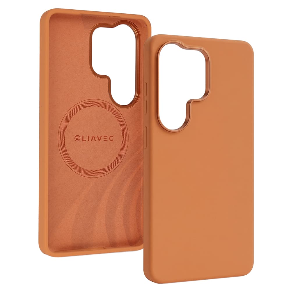 Silikonový kryt Liavec Silky s kovovým rámečkem fotoaparátu pro Samsung Galaxy S26 Ultra oranžový - náhled 2