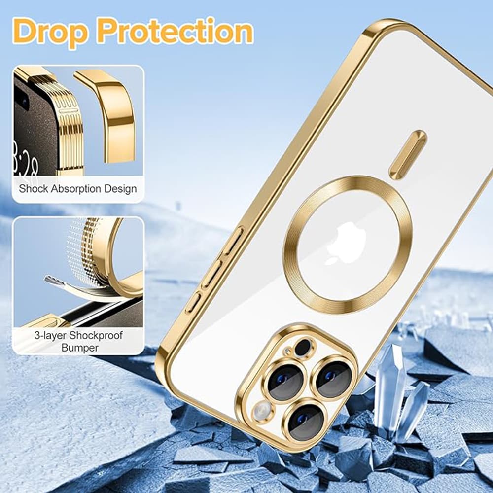 Techsuit Luxusní Křišťál MagSafe iPhone 15 Pro Max Gold - náhled 3