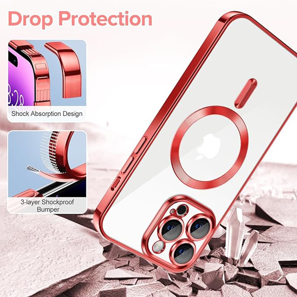 Techsuit Luxusní Krystal MagSafe iPhone 14 Pro Červený - náhled 3