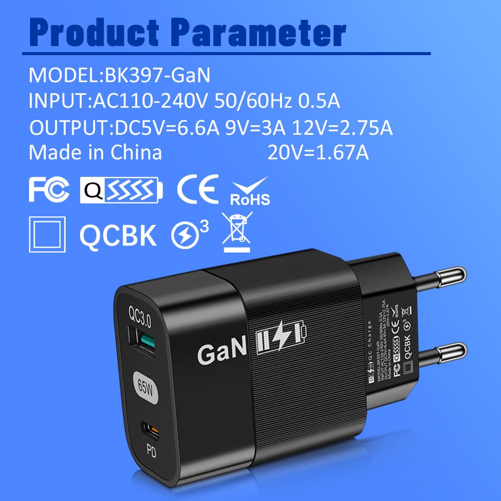 Techsuit síťová nabíječka CHPD131 GaN USB Type-C 65W černá - náhled 3