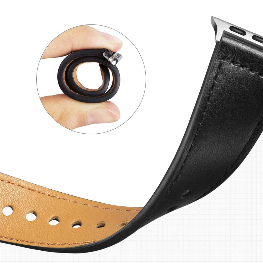 Techsuit - řemínek k hodinkám (W033) pro muže - Apple Watch 1/2/3/4/5/6/7/8/9/10/11/SE/SE 2/SE 3 (38/40/41/42mm) - černý - náhled 3