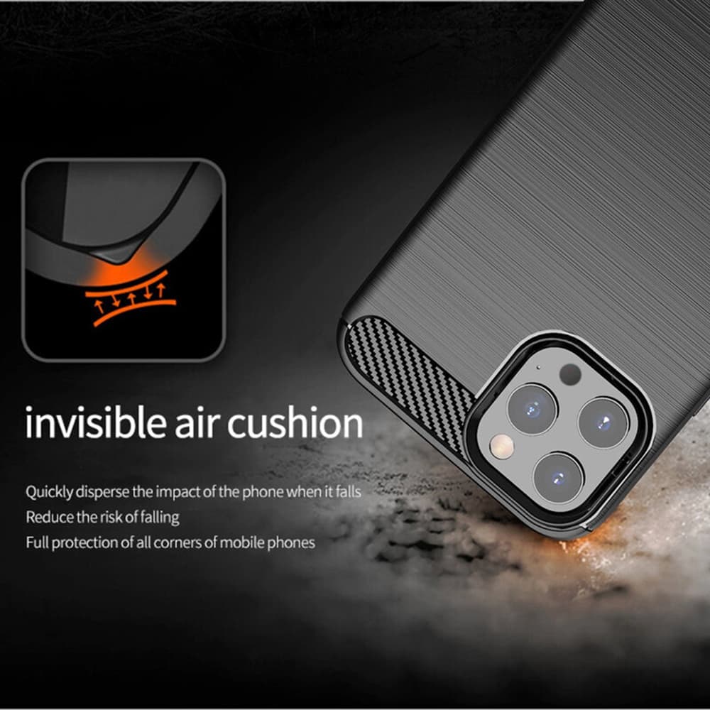 Techsuit Karbon Silikon Kryt iPhone 14 Pro Černý - náhled 3