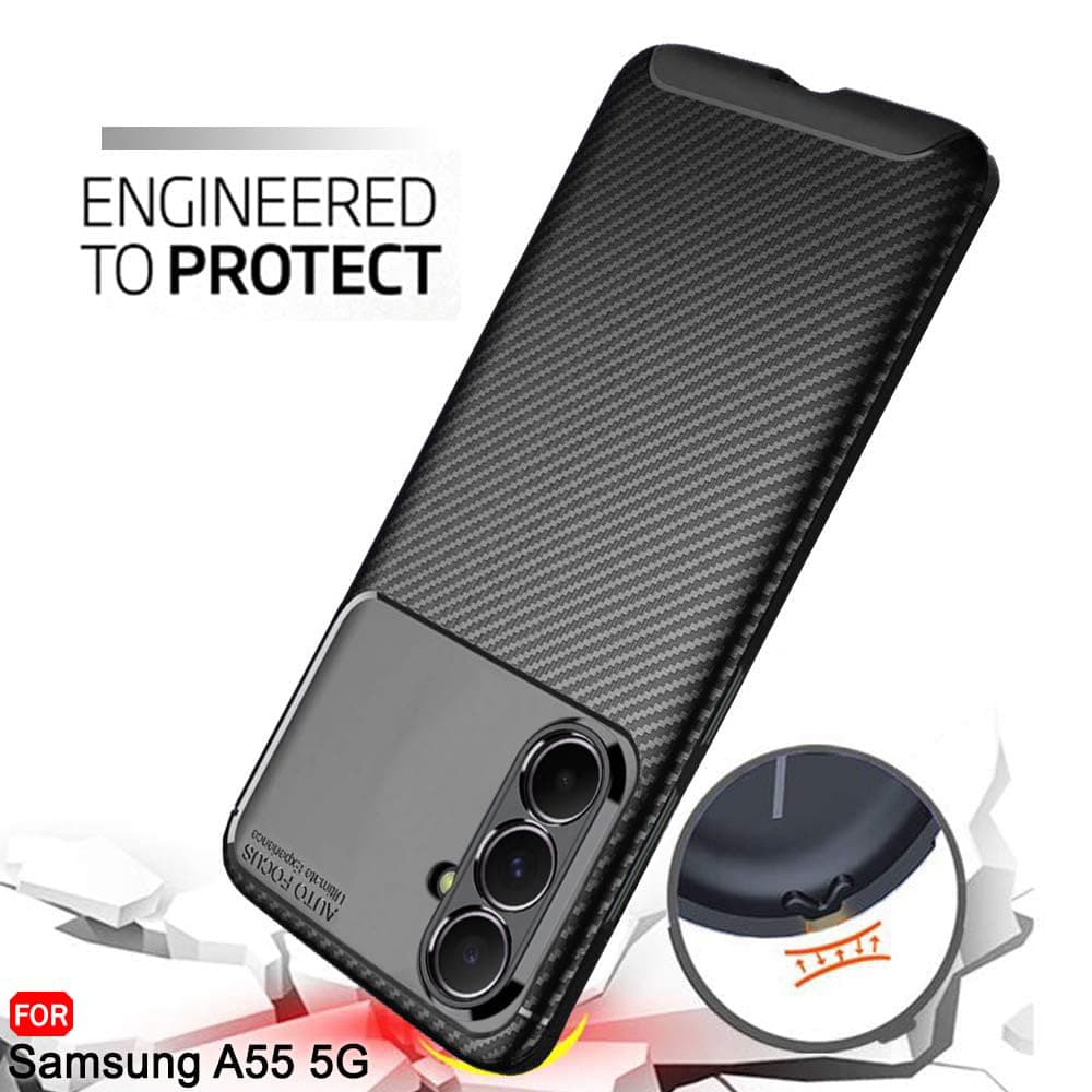 Techsuit CarbonFiber kryt Samsung Galaxy A55 5G černý - náhled 3
