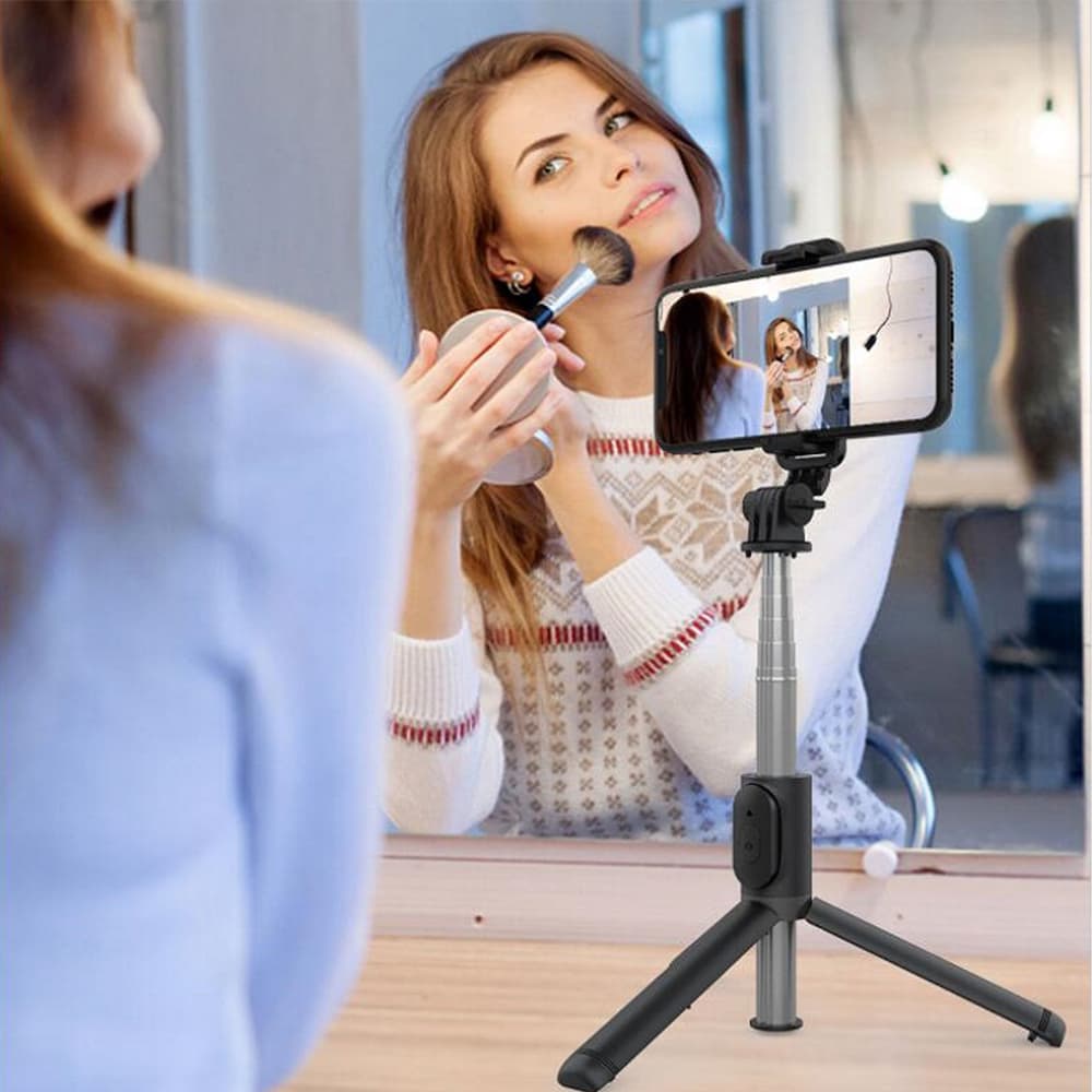 Techsuit Selfie tyč Q01 Bluetooth ovladač stativ 101cm Bílá - náhled 3