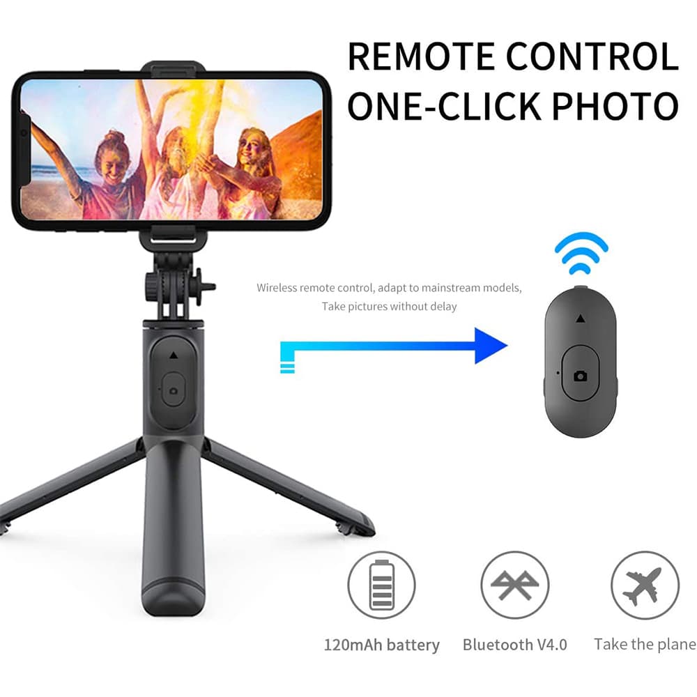 Techsuit Selfie tyč Q01 Bluetooth ovládání stativ 101cm Černá - náhled 3