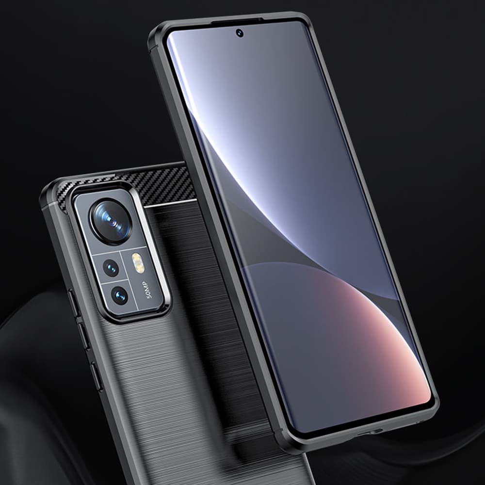 Techsuit Karbon Silikon Xiaomi 12 12X Černý - náhled 3