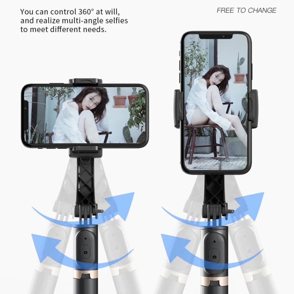 Techsuit Selfie tyč Q08 Stabilní stativ Bluetooth 360° Černá 75cm - náhled 3