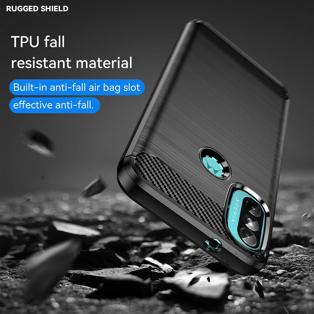 Techsuit Carbon Silicone Motorola Moto E20 Moto E30 Moto E40 Černá - náhled 3