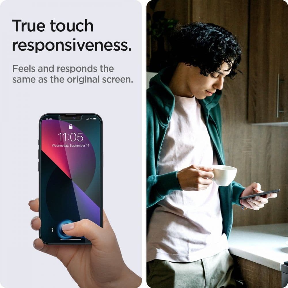 Spigen Glas.tR EZ-FIT 2 balení Privátní pro iPhone 13 14 16e - náhled 3