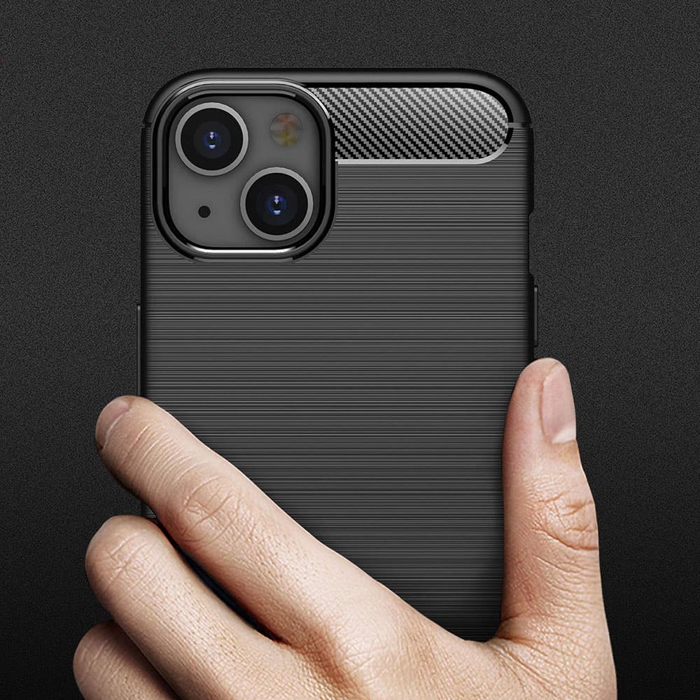 Techsuit Carbon Silicone iPhone 13 Černá - náhled 3