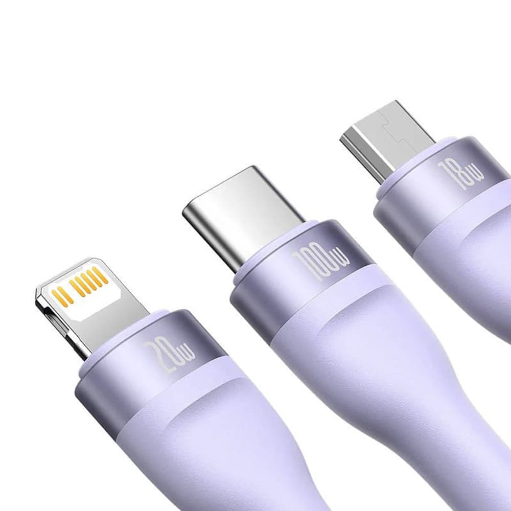 Nabíjecí Kabel Baseus Flash Series 2 s redukcemi (100W / 1.2m) fialový - náhled 3