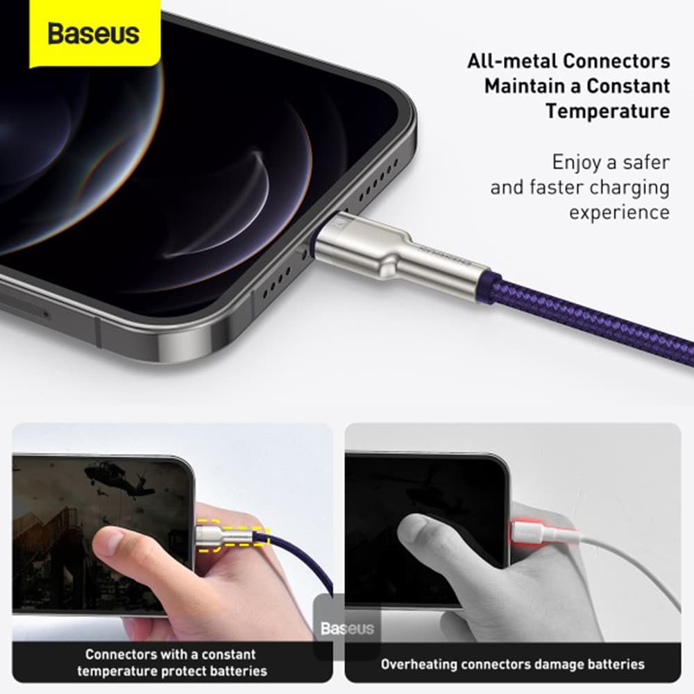 Baseus Cafule Metal CALJK-B05 USB Lightning 2.4A 2m fialový - náhled 3