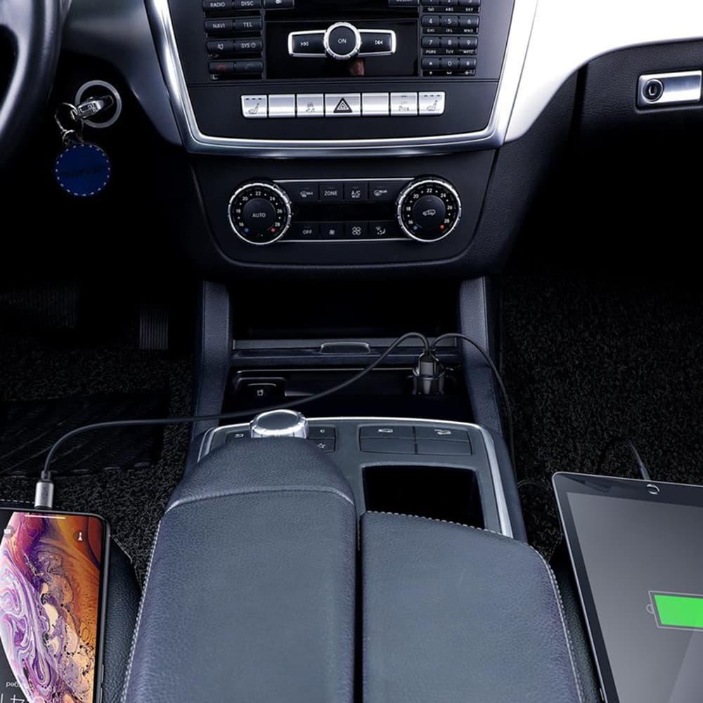 Baseus Autonabíječka Rychlé nabíjení 45W 2x USB Černá - náhled 3
