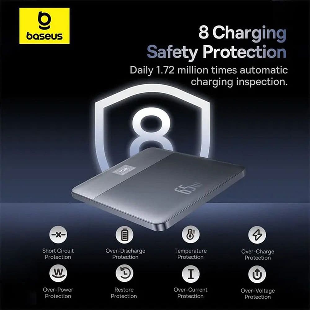 Baseus Power Bank Blade 65W 12000mAh Digitální displej Oranžová - náhled 3
