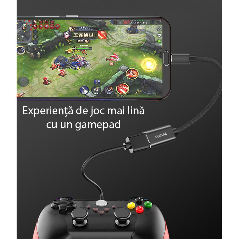 Yesido OTG Kabel Adaptér GS01 Type-C na USB 2.0 Plug &amp; Play Černý - náhled 3