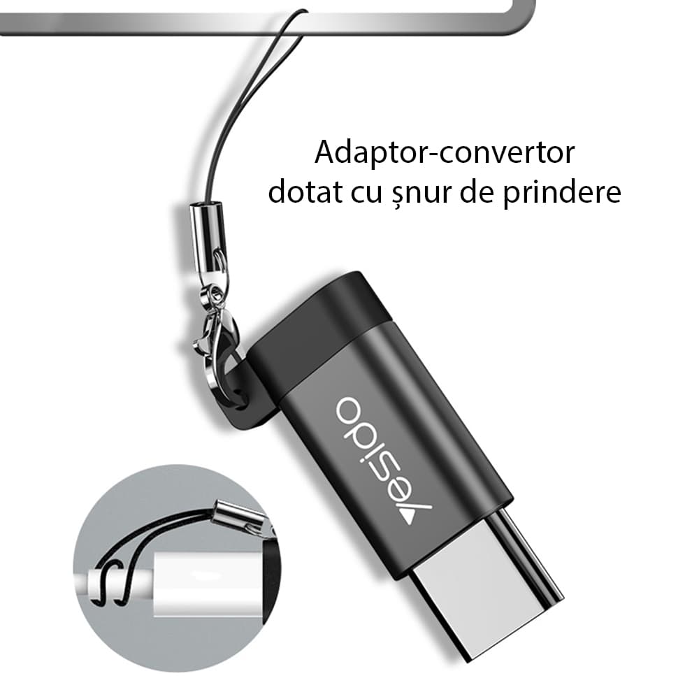 Yesido OTG Adaptér GS04 Micro-USB Type-C 480Mbps Černý - náhled 3