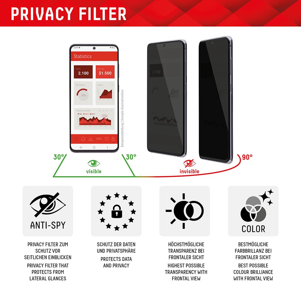 Displex Premium Glass Privacy kryt iPhone 16 Plus Black - náhled 3