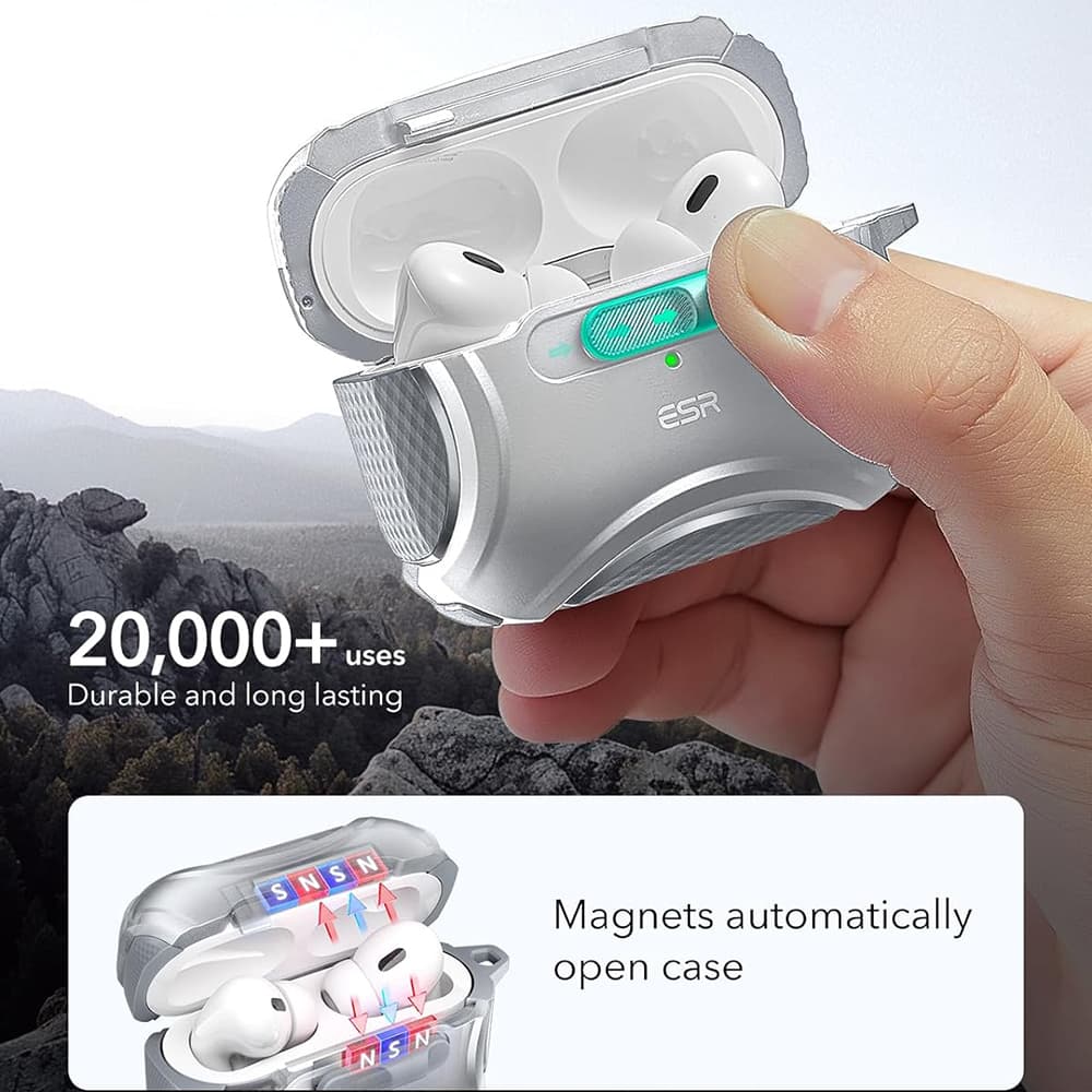 ESR Cyber Magnetické pouzdro HaloLock Apple AirPods Pro 1 2 Šedé - náhled 3