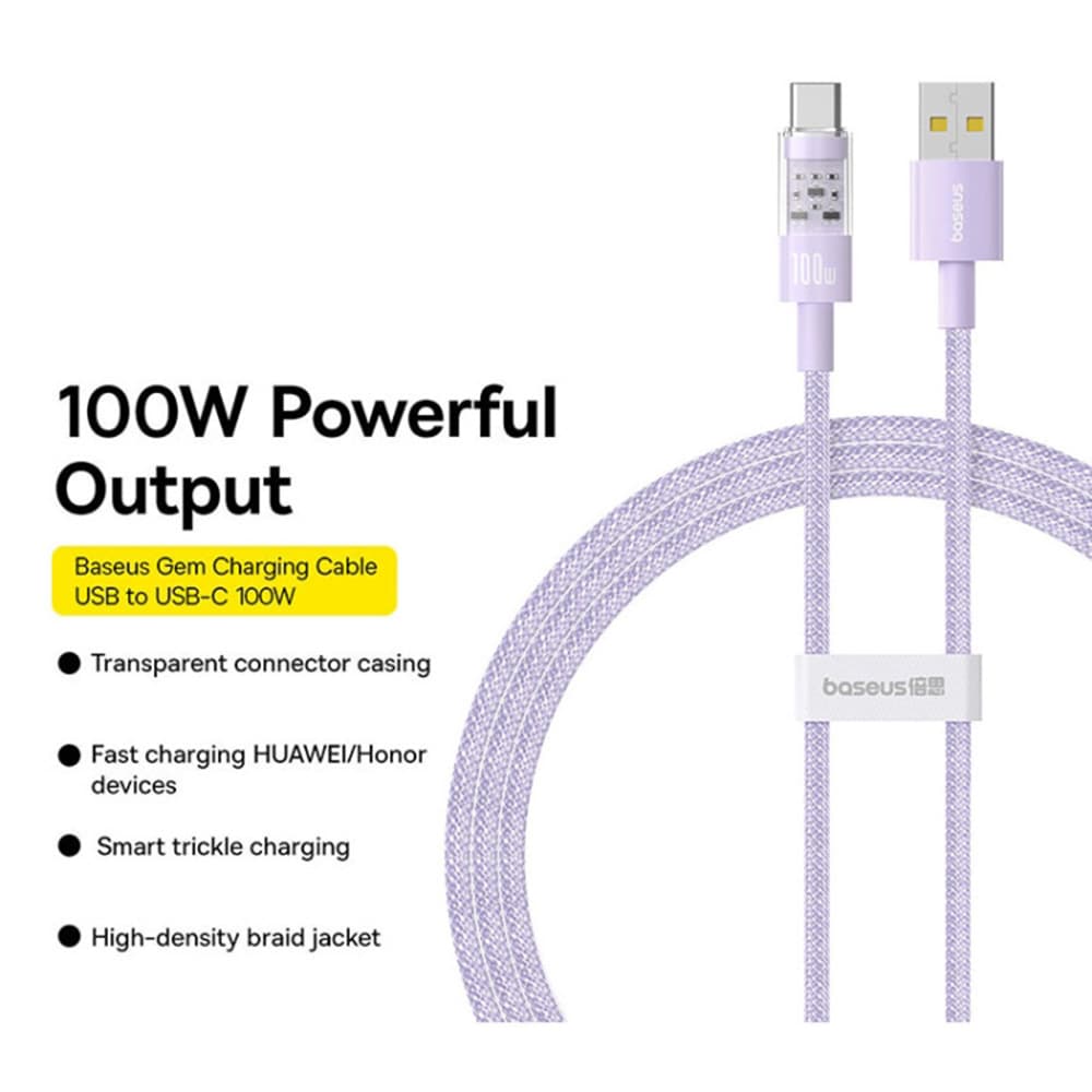 Baseus Data Cable Gem USB to Type-C 100W 2m Nebula Purple - náhled 3